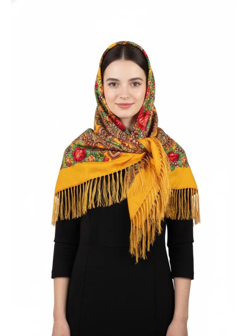 Bidani Traditional Yellow Folk Shawl